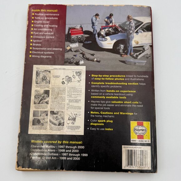 Haynes Repair Manual 38026 General Motor 1997-2000 Malibu Alero Cutlass Grand Am - Picture 4 of 11